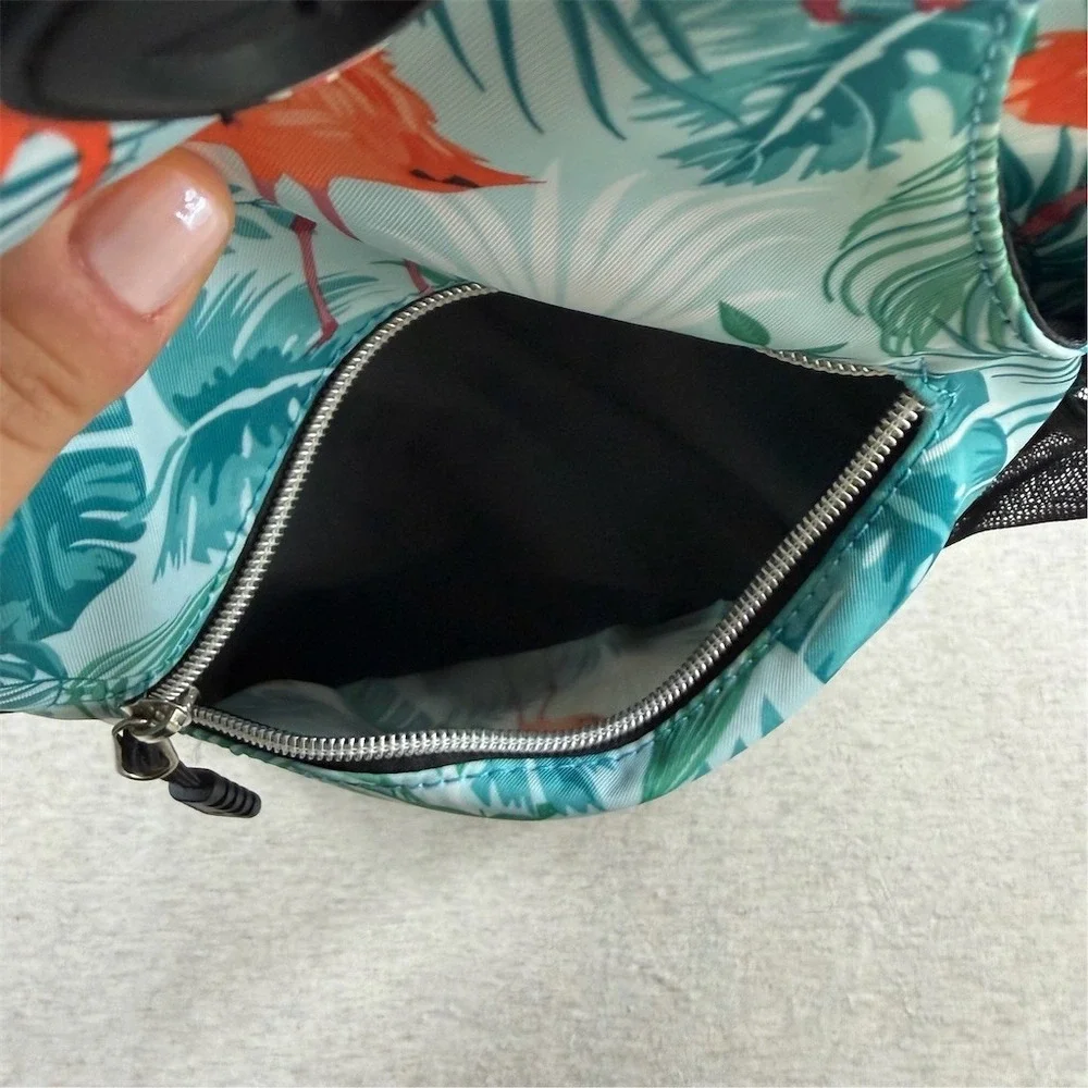 Mosiso Sling Backpack Bag‎ Womens Medium Teal Green Flamingo Tropical
